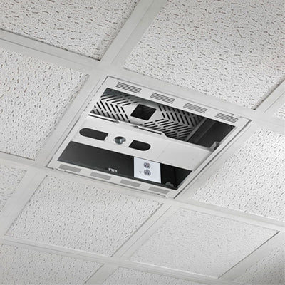 Chief 2x2 Plenum Rated Storage Box CMS492CP2, recessed ceiling equipment box with access panel lowered