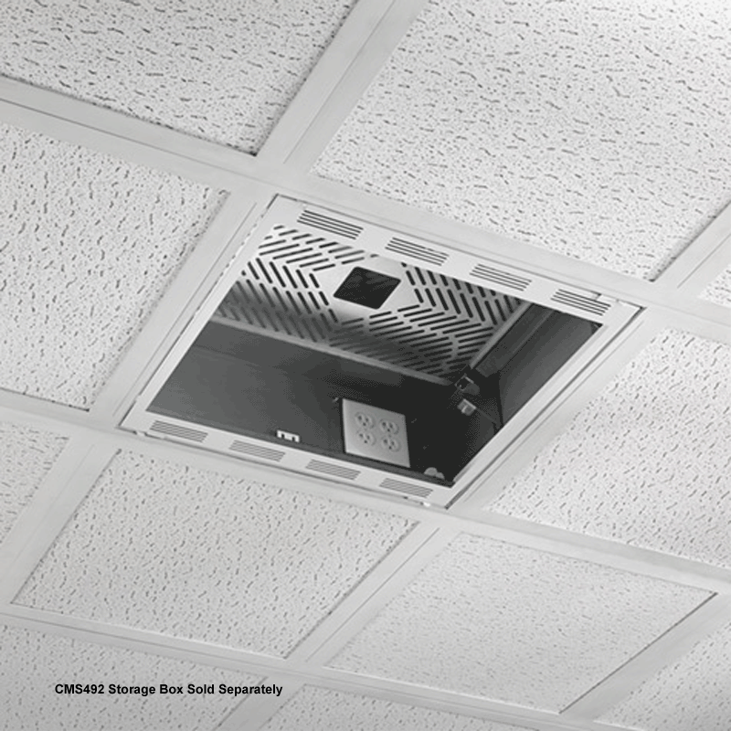 Chief CMS492 AV Component Shelf CMSUNV2, recessed ceiling storage box installed view