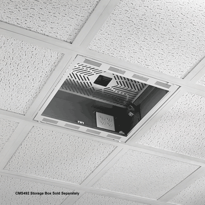 Chief CMS492 AV Component Shelf CMSUNV2, recessed ceiling storage box installed view