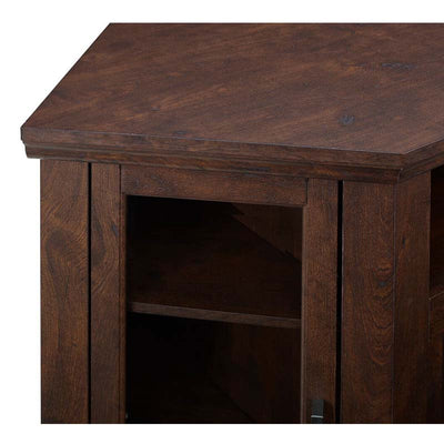 Walker Edison Corner Fireplace TV Stand W48FPCRTB, corner media console wood top detail