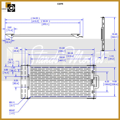 Chief Proximity On-Wall Component Storage Panel CSPR, video wall mount service panel dimensions diagram