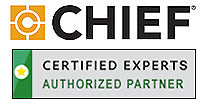 Chief logo with 'Certified Experts' and 'Authorized Partner' to show partnership and affiliation.