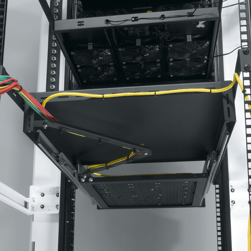 Middle Atlantic Universal Mounting Drawer D2-UMS-28, rack fan tray installed in enclosure