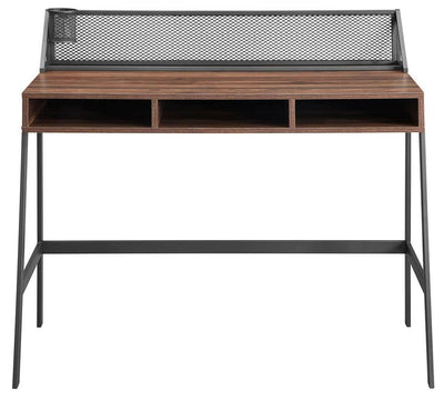 Walker Edison Corbin 42 in. Mesh Back Writing Desk D42CORMBDW, industrial wood desk front view