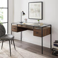 Walker Edison 56 in. 2 Drawer Glass Top Desk (Dark Walnut) D56FUL2DGTDW