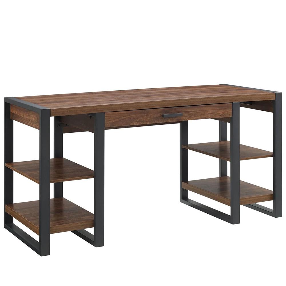 Walker Edison 60 in. Wood Computer Desk D60UBS30DW, wood desk front view