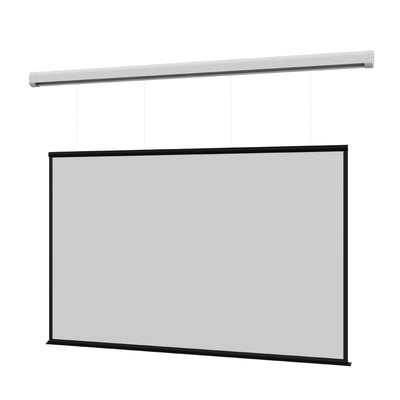 Da-Lite DL100208L Myriad Reveal Electric Screen, front view with gray screen surface