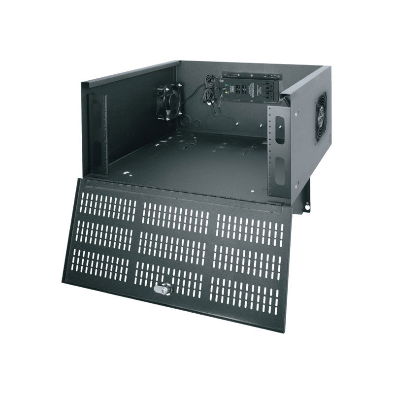 Middle Atlantic Wall Mount Brackets DLBX-WM, rack enclosure with vented front door open
