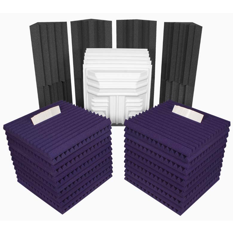 Auralex Acoustics Deluxe Plus Roominator Sound Control Kit (Purple and Charcoal) ROOMDLXPLUSPUR