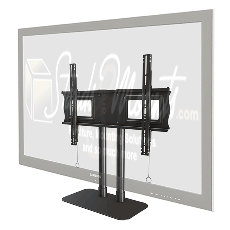 Crimson Extra Large Tabletop Pedestal DS84, dual-display floor stand installed view