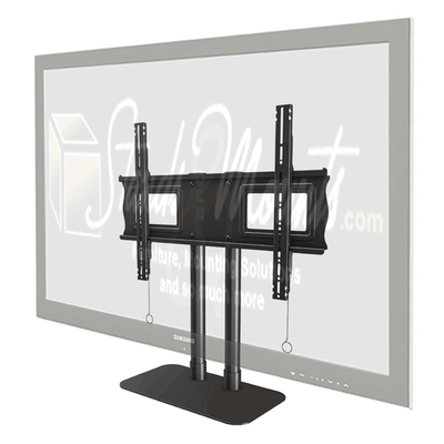 Crimson Extra Large Tabletop Pedestal DS84, dual-display floor stand installed view