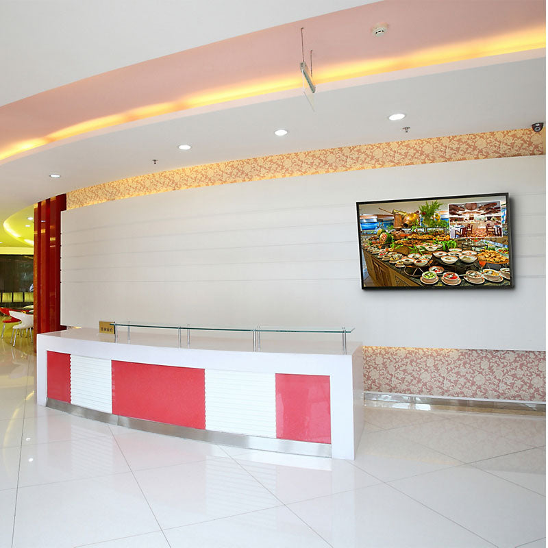 Peerless-AV Large Tilt TV Wall Mount DST660, wall-mounted display installed in lobby