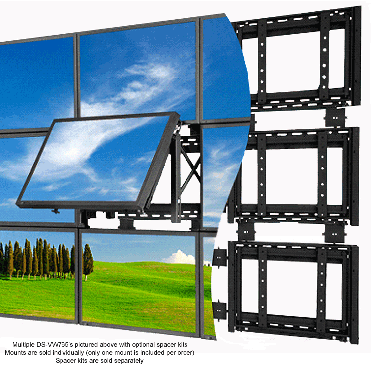 Peerless Full Service Video Wall Mount for 40-65 inch Screens (Black) DS-VW765-LAND
