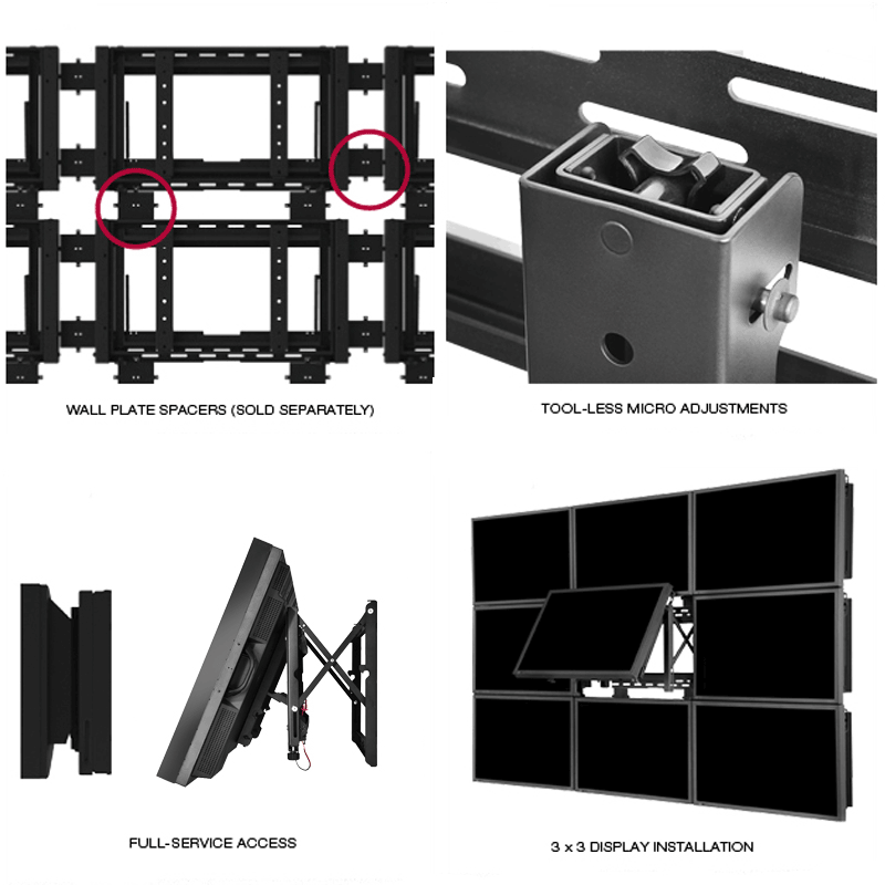 Peerless-AV Full Service Video Wall Mount DS-VW765-LAND, video wall mount service access and adjustment features