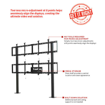 Peerless-AV Video Wall Bolt Down Stand DS-S560-2X2, multi-display wall feature diagram