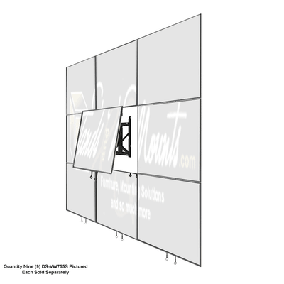 Peerless-AV Full Service Video Wall Mount DS-VW755S, nine-panel video wall angled view