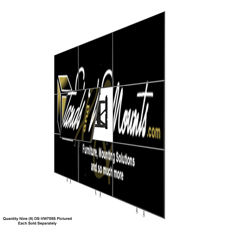 Peerless-AV Full Service Video Wall Mount DS-VW755S, nine-panel video wall left angled view