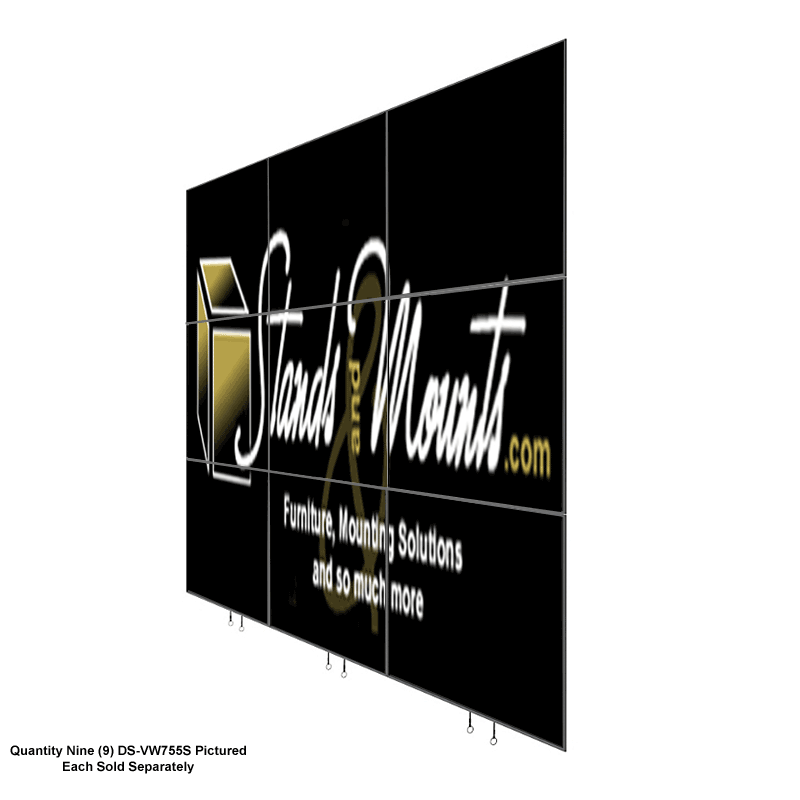 Peerless-AV Full Service Video Wall Mount DS-VW755S, nine-panel video wall right angled view