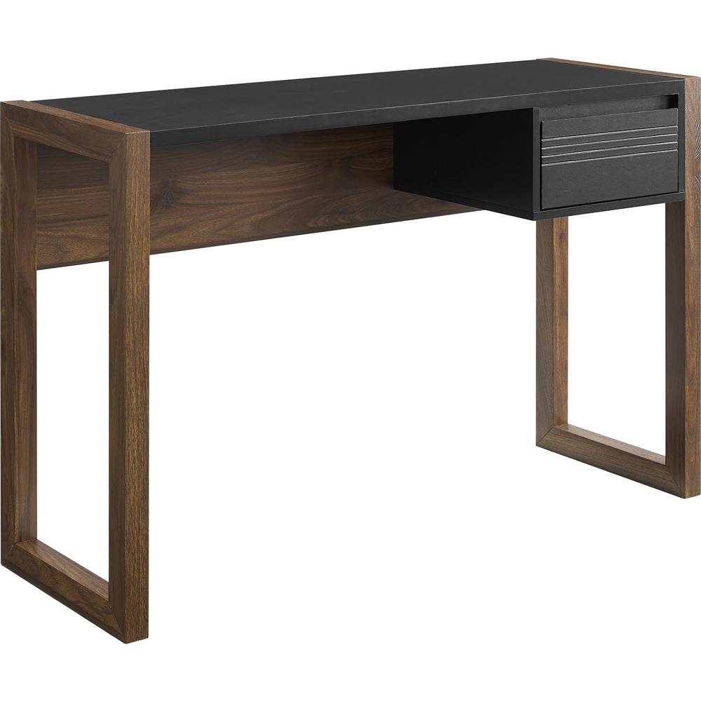 Walker Edison 46 in. Fluted Drawer Writing Desk (Dark Walnut/Solid Black) DWASH1DDWSB