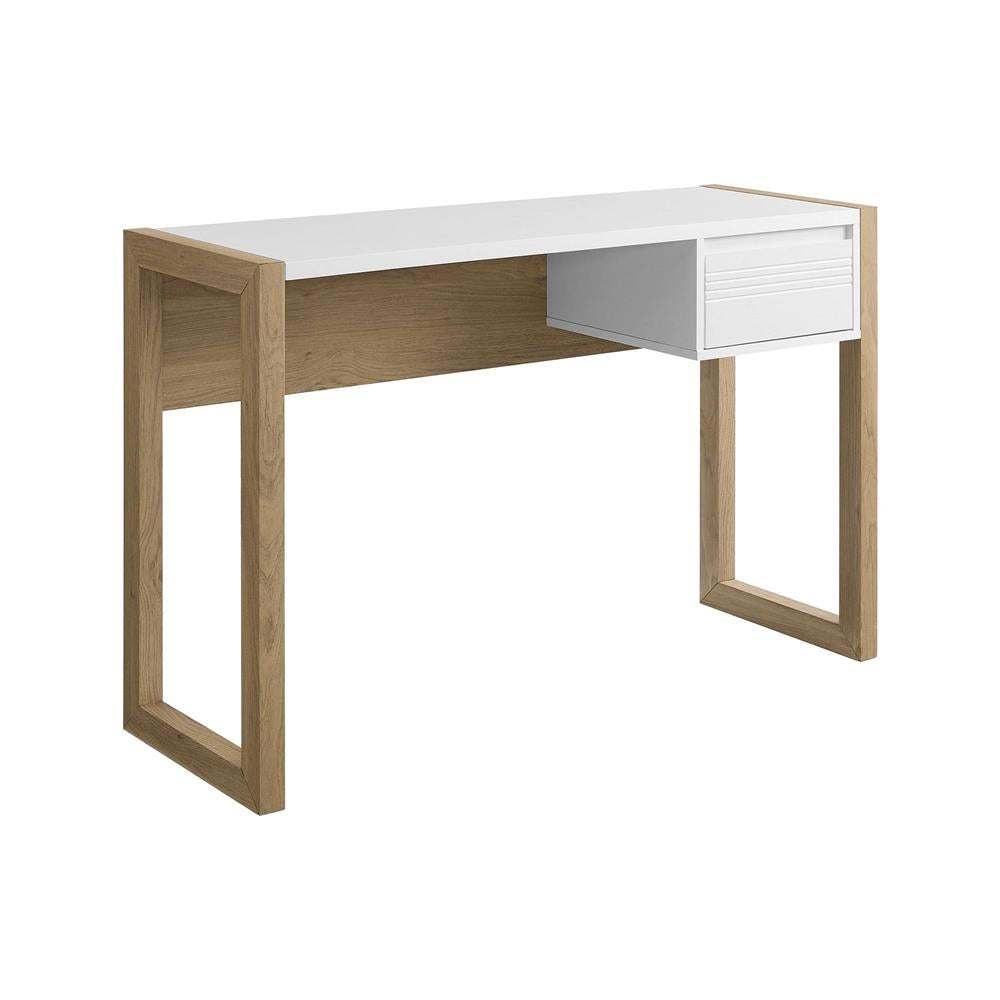 Walker Edison 46 in. Fluted Drawer Writing Desk (English Oak/Solid White) DWASH1DEOSW