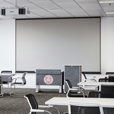 Da-Lite 70137FLS Advantage REC Electric Screen, installed classroom view