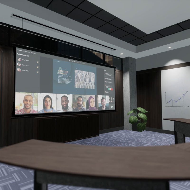 Da-Lite DL15691BL Tensioned Advantage REC Electric Screen, installed conference room view