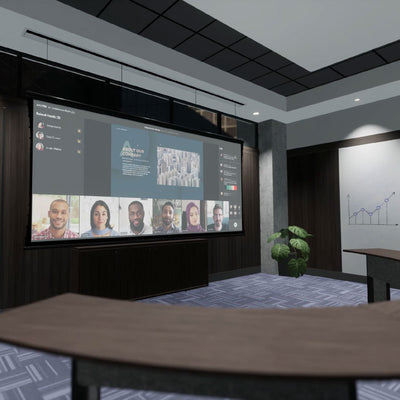 Da-Lite DL15691BL Tensioned Advantage REC Electric Screen, installed conference room view