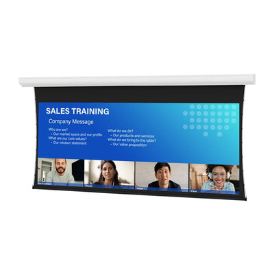 Da-Lite DL15719EL Tensioned Contour Electrol, front view with videoconference display