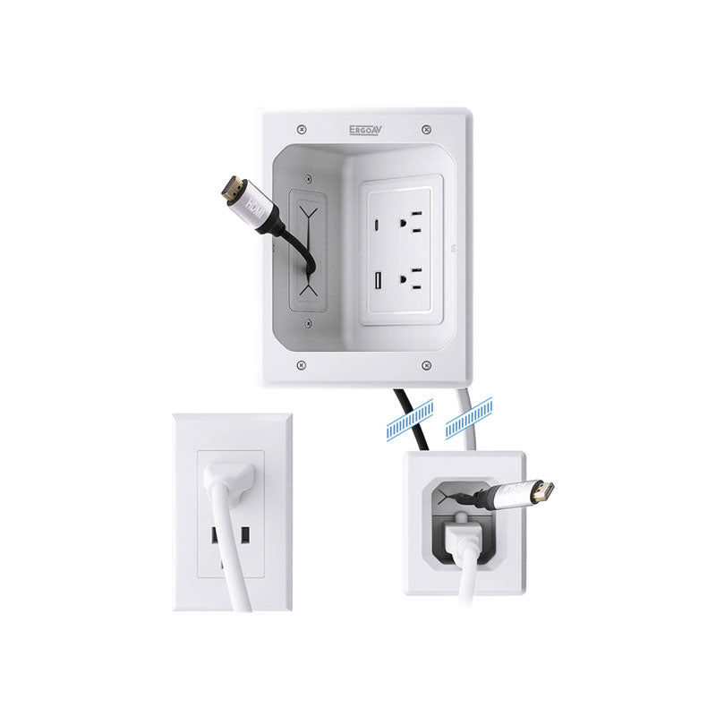 ErgoAV ERIWA3-01W Advanced In-Wall Power Kit (White)