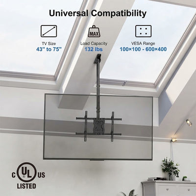 ErgoAV ERMCL1-01B Large Ceiling TV Mount (Black)