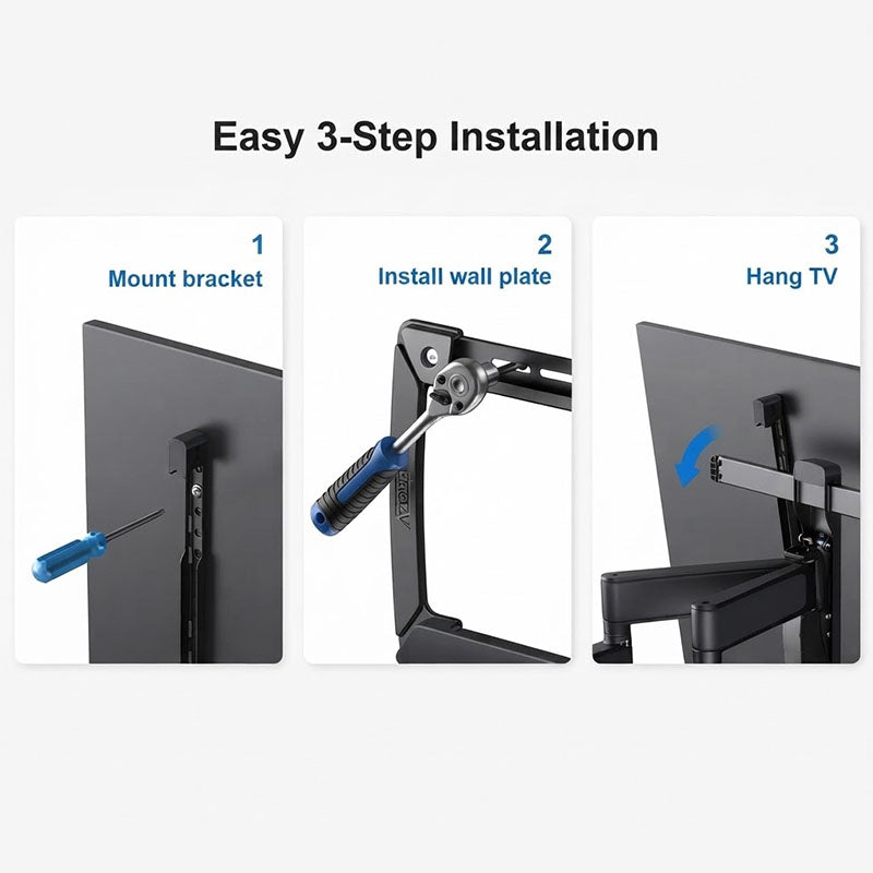 ErgoAV ERMMM6-01B Large Dual Arm TV Motion Wall Mount (Black)