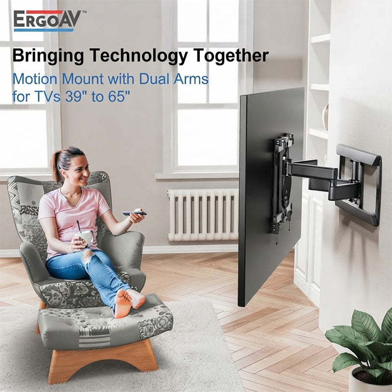 ErgoAV ERMMM6-01B Large Dual Arm TV Motion Wall Mount (Black)
