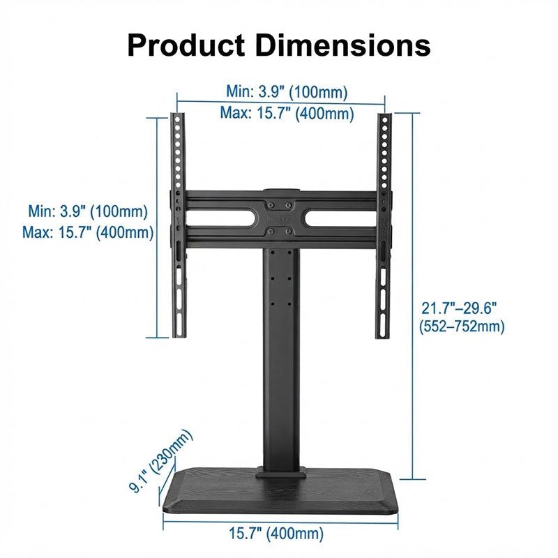 ErgoAV ERTSMH3-01B Small Tabletop Swivel TV Stand (Black)