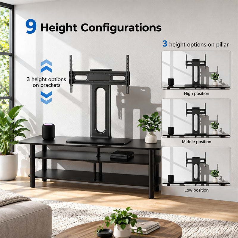 ErgoAV ERTSX2-01B Large Tabletop Swivel TV Stand (Black)