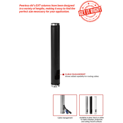 Peerless-AV Fixed Extension Column EXT101, extension column cable management feature