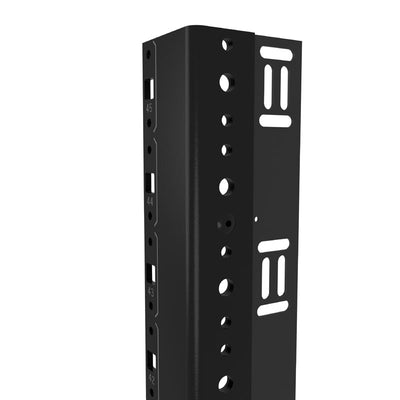 Middle Atlantic BGR Series Forward Rackrail FWD-BGR-RR25, black mounting bracket three-quarter view