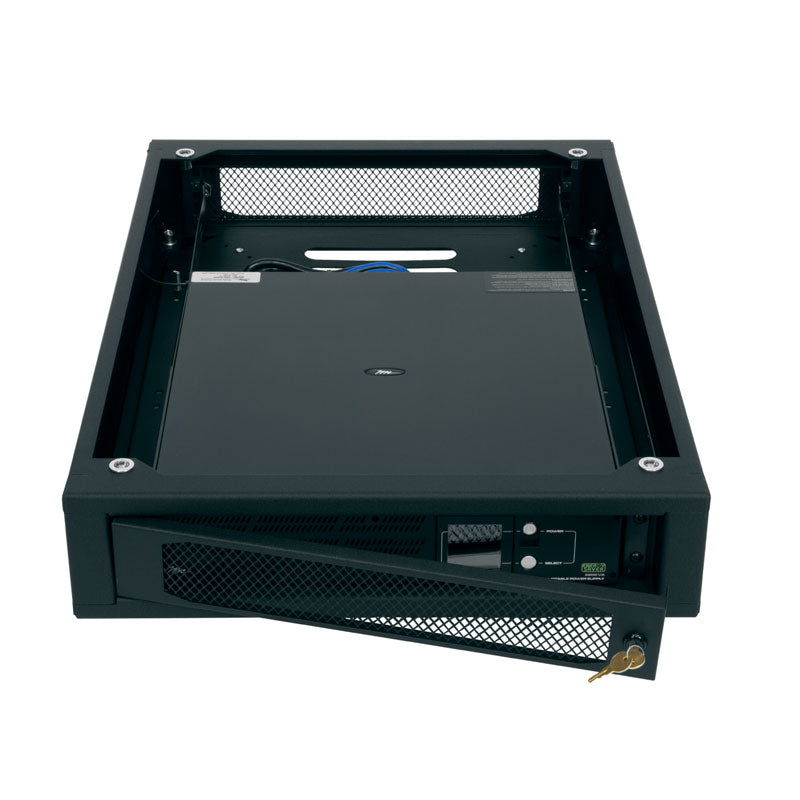 Middle Atlantic Forward UPS Caster Base FWD-CBS-2KVA-BGR38, black equipment rack with open top access