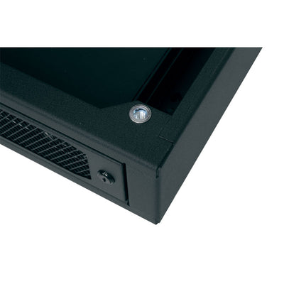 Middle Atlantic Forward UPS Caster Base FWD-CBS-2KVA-BGR38, equipment rack top fastener in close-up