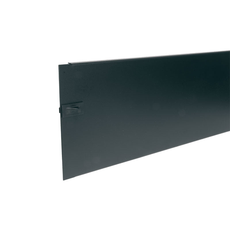 Middle Atlantic Forward Tool-Less Blank Panel FWD-SB4, black equipment panel in a front three-quarter view