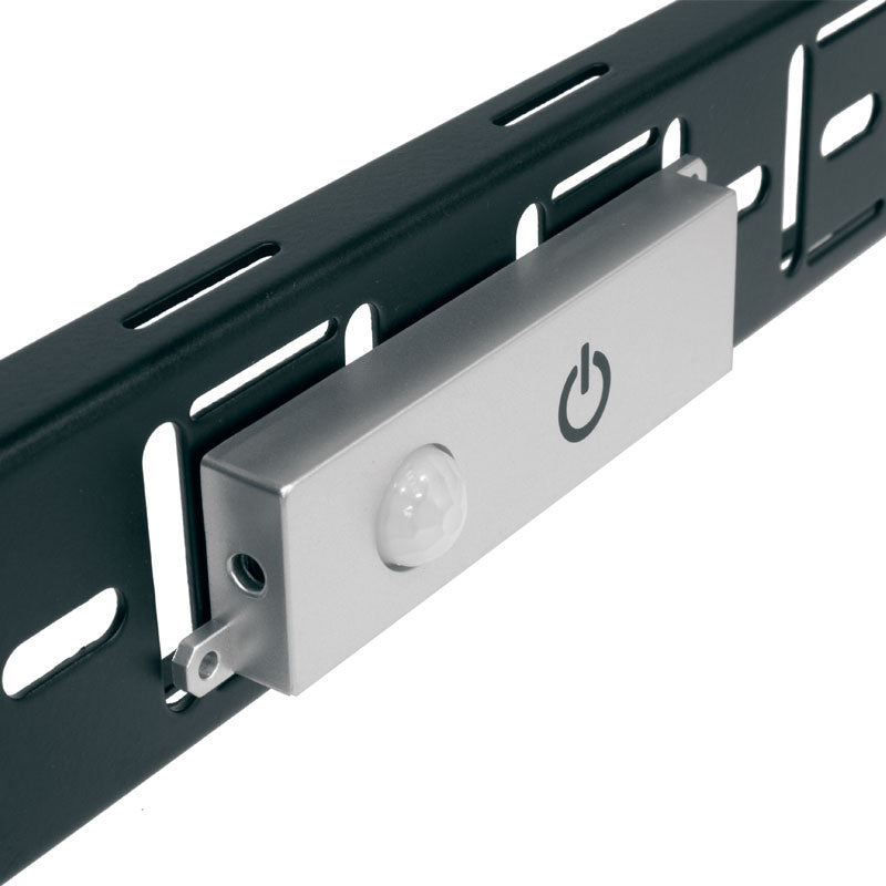 Middle Atlantic Forward Full Height Light FWD-LT-UTL-24-27-D, sensor module and mounting rail in close-up