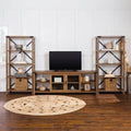 View a larger image of the Walker Edison Metal X Accent Wall with 70 in. Glass Door TV Console (Reclaimed Barnwood) GW70MX2RO here.