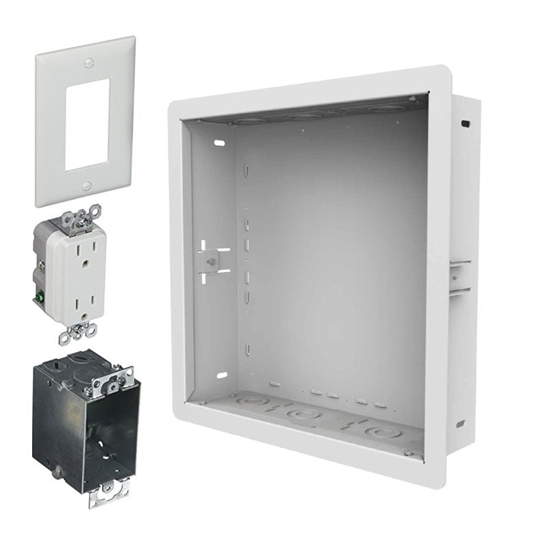 Peerless-AV In-wall Storage Box (14x14, Duplex Surge) IB14X14-AC-W