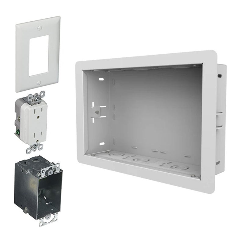 Peerless-AV In-wall Storage Box (14x9, Duplex Surge, WHT) IB14X9-AC-W