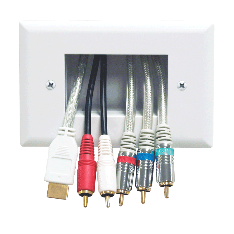 Peerless Easy Mount Recessed Low Voltage Cable Plate (White) IBA4-W