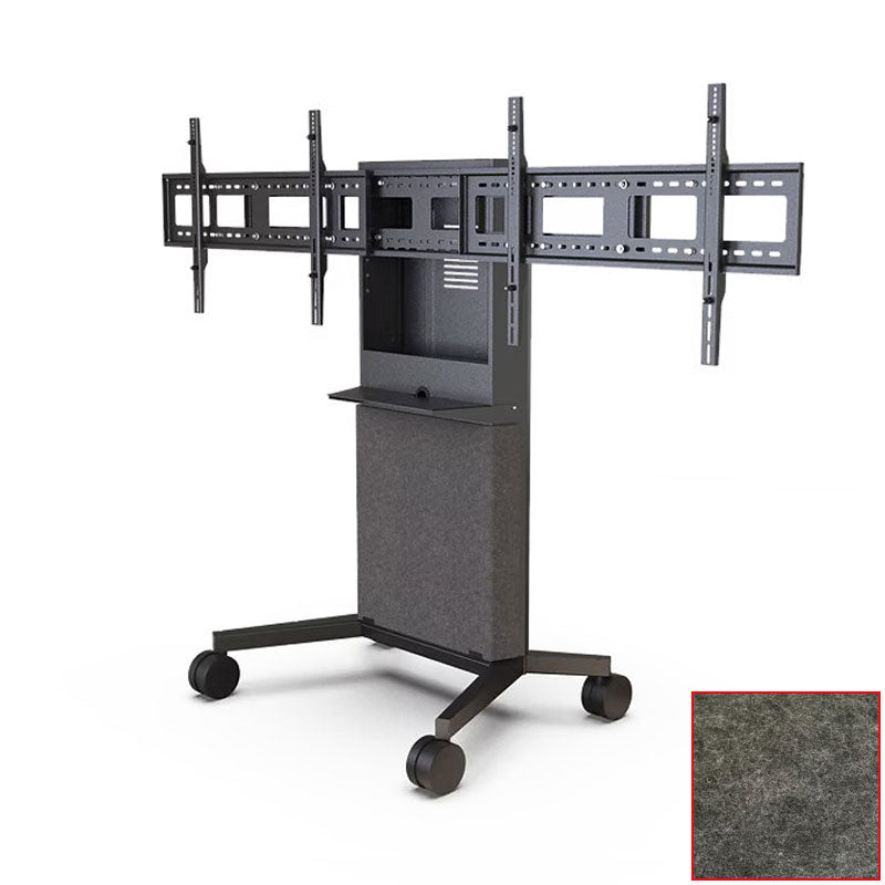 iCartTX Large Mobile Display Cart (Dual 60 inch, 3RU, Charcoal) IC-1800L-C