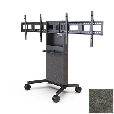 iCartTX Large Mobile Display Cart (Dual 60 inch, 3RU, Charcoal) IC-1800L-C