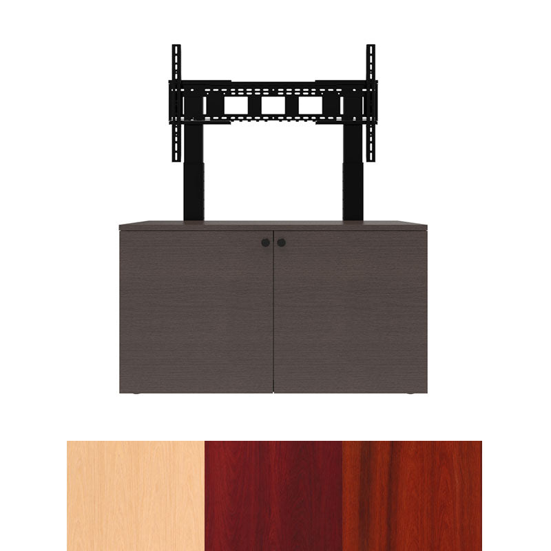 iCartTX Credenza CRED2V-S, credenza display mount front with finish swatches