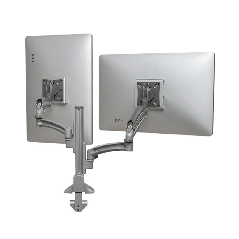 Chief Kontour Reduced Height Dual Screen Dynamic Column Desk Mount (Silver) K1C220SXRH