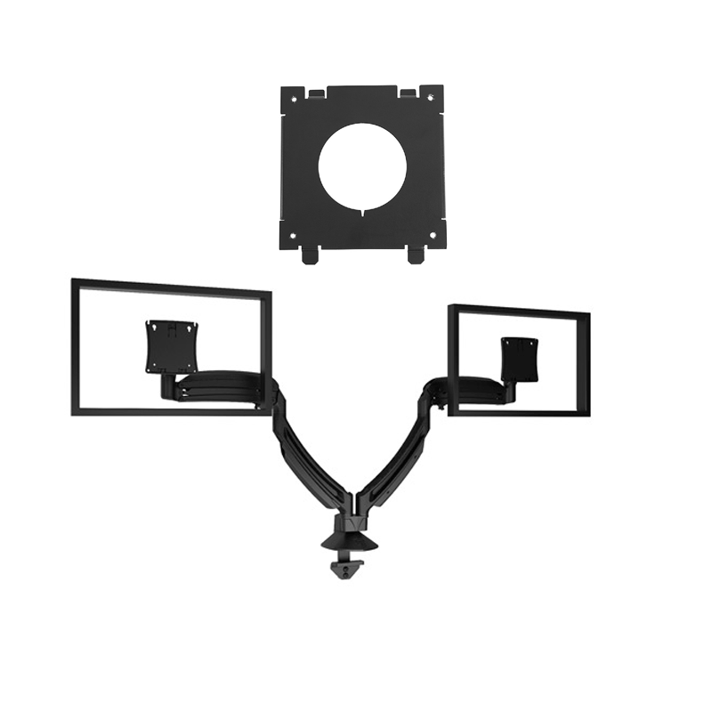 Chief Kontour K1D220B with Dell UltraSharp Interface K1D220BXDL, dual-monitor arm with device plate