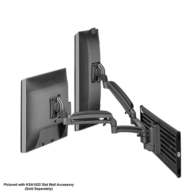 Chief Kontour Dynamic Slat Wall Mount K1S220B, dual monitor wall arm side perspective